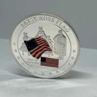 4 Pcs Classic BETSY Ross Flag 1 OZ Silver Plated Badge 40 Mm Collecitble Decoration Coin