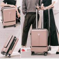 20"24 Inch Carrier Expandable Laptop Trolley Suitcase Front Open Carry On Travel Luggage With Wheels Check-in Case Valise Voyage