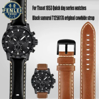For Tissot 1853 T116 Quick day Collection Watch band Samurai T125617A T116617 Men's Genuine Leather Watch Strap 22MM Bracelet