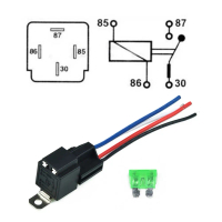 Relay 12V 4 pin dengan tapak soket/wayar/peranti pelindung (fuse) termasuk, 30A Amp SPST