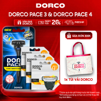 DORCO PACE 4 x DORCO PACE 3 - Combo 3 Hộp Đầu Cạo 4 Lưỡi Tặng 1 Hộp Dao Cạo Râu 3 Lưỡi - Gồm 1 Cán v