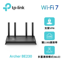 TP-Link  Archer BE230 Wi-Fi 7 BE3600 雙頻 2.5 Gigabit 無線網路路由器(WiFi 7分享器/VPN)