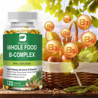 Vitamin B Complex Capsules B1, B2, B3, B5, B6, B7, B9, B12 Whole Food Supplement