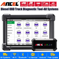 ANCEL X7 HD Heavy Duty Truck Diagnostic Tool TPMS D-P-F Regen ABS SAS ECU Oil Reset Full System OBD2 Truck Scanner 24V/12V Cars