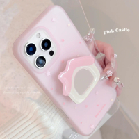 Ốp Điện Thoại Có Giá Đỡ Gương Nhà Tranh Màu Hồng, Dành Cho iPhone 11, 12, 12promax, i13, 13proMax, i