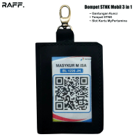 Dompet Kunci Mobil STNK Bahan Kulit Asli 3in1 Slot Barcode MyPertamina Warna hitam Car
