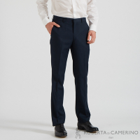 【ROBERTA諾貝達】 男裝 修身剪裁 時尚條紋商務西褲 平口 藍