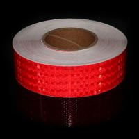 5cm*50m Red Reflective Tape PVC Bicycle Wheels Reflectors Sticker Bike Waterproof Warning Safty Strips Adhesive Decals For Truck