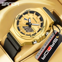 SANDA New Casual Men's Watches 50M Waterproof Sport Quartz Watch for Male Wristwatch Digital G Style Shock Relogio Masculino