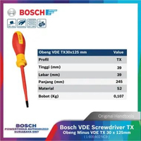Bosch VDE Screwdriver Torx Obeng Bintang VDE Ukuran TX 30 x 125 mm Professional