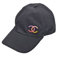 CHANEL 經典彩色刺繡雙C LOGO棒球帽(黑色)