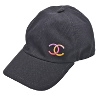 CHANEL香奈兒 經典彩色刺繡雙C LOGO棒球帽(黑色)