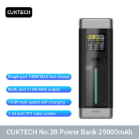 CUKTECH No.20 Power Bank 25000mAh P23 210W Output 3-Port Portable Charger 140W USB C For Macbook iPhone 14 Xiaomi ZMI Camping