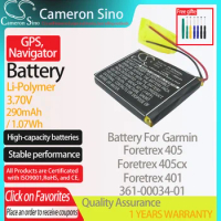 CameronSino Battery for Garmin Foretrex 405 Foretrex 405cx Foretrex 401 fits Garmin 361-00034-01 GPS, Navigator battery 290mAh