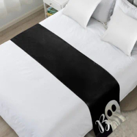 Halloween Ghost With Black Background Bed Runner Luxury Hotel Bed Tail Scarf Decorative Cloth Home Bed Flag Table Runner