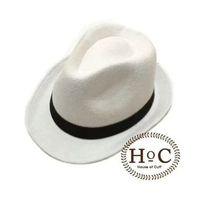 Houseofcuff Topi Fedora Hat WHITE FEDORA HAT LAKEN All Size Putih