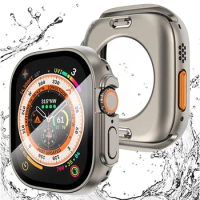 Case for Apple Watch 41mm 40mm 44mm 45mm PC front and rear cover with tempered glass screen protector for iWatch 9/8/7/6/5/4/se