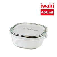【iwaki】日本耐熱玻璃方形微波保鮮盒(450ml)