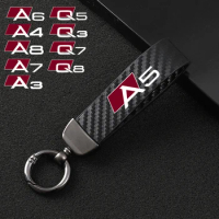 Exquisite Carbon fiber Keychain Auto Styling custom Key Ring Holder For Audi A3 A4 A5 A6 A7 A8 Q3 Q5 Q7 Q8 E-TRON Accessories