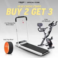 HEAD Cardio Combo / Treadmill Lipat 12KM/H / Sepeda Statis X-Bike 87 Level / Yoga Wheel / Paket Home