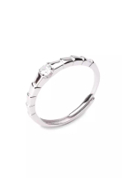 Millenne Minimal Petite Cubic Zirconia White Gold Stackable Ring with 925 Sterling Silver