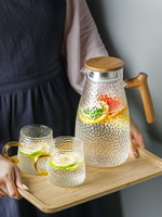 冷水壺玻璃錘紋家用耐高溫涼水杯防摔大容量茶壺套裝客廳裝水容器