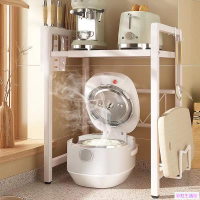 寬度與高度可調整 可伸縮電飯鍋置物架 廚房水波爐置物架 烤箱置物架 廚房桌面收納架 廚房架子