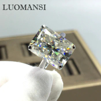 Luomansi Solid 18K AU750 White Gold Ring 10CT 11×15MM Super Flash Moissanite Passed Diamond Test Wedding Jewelry Anniversary