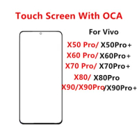 X90Pro Touch Screen For Vivo X90 X80 X50 X60 X70 Pro Plus Front Panel LCD Display Outer Glass Repair Replace Parts + OCA