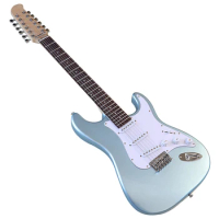 High Gloss 12 String Electric Guitar 39 Inch Solid Okoume Wood Body 12 Strings Guitar Good Handicraft Metallic Blue &amp; Green