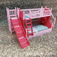 New Dollhouse Accessories Simulation Doll Bed Toys Furniture European Style Double-decker Princess Bed Girls Play House Toys