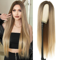 7JHH WIGS 32in Super Long White Blonde Wigs Natural Heat Resistant Fiber Synthetic Layered Straight 