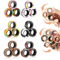 YISHIDANY 3Pcs Magnetic Ring Fidget Spinner Toys Set Fingers Magnet Rings ADHD Stress Relief Magical Toys for Adult Kids Anxiety