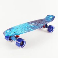 Mini Fish Skateboard for Children, Cruiser Penny Board, 4 Wheel Scooter Toy, Flash Wheel, Portable Outdoor Skate Boards, 22Inch