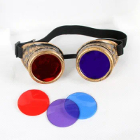 Steampunk Goggles Unisex Gothic Vintage Style Punk Gothic Glasses Cosplay bronze frame 7 colour lens NEW fashion