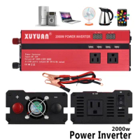 Professional Car Inverter 2000W DC 12V to AC 110V Power Supply Car Voltage Converter USB Charger Dual LED Display Inversor Power