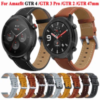 For Amazfit GTR 47mm GTR 4 3 Pro 2 2e Watch Strap For Amazfit Stratos 3 2 Bracelet Replacement Wristband Leather Watchband 22mm