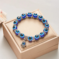 ✨ Vòng tay phong cách Bohemian mới “Blue Face”, mặt dây chuyền hình bàn tay với vòng tay mắt nazar (