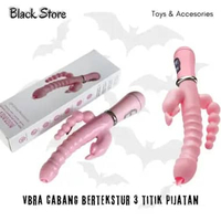 VIBRA PIJAT PREMIUM BERCABANG 3 TITIK PIJATAN UNTUK WANITA DEWASA BAHAN SOFT SILIKON KEMASAN BOX CHA