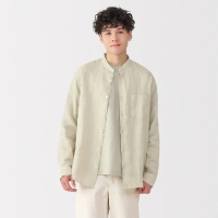 【MUJI 無印良品】男亞麻水洗立領長袖襯衫(共5色)