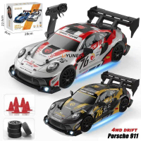 911 1/24 4WD RC Drift Car GTR Porsche Proportional Throttle Mustang Kereta Kawalan Jauh Sukan Perlum