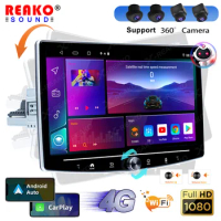 REAKOSOUND Universal Android 12 Car Radio Multimedia Player 10.1'' Rotating Screen GPS Audio Support 360 Camera Carplay Stereo