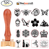 1set Ice Stamp 1.2" Wooden Seal Stamp Wax Seal Stamp Ice Branding Stamp with Removable Brass Head and Wood Handle