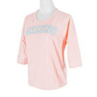 Mizuno T-Shirt [D2TA120266] 女 T恤 短袖 七分袖 復古 休閒 修飾 MIT 粉紅