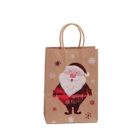 5 Pcs Xmas Bags for Christmas Presents Bags Christmas Kraft Gift Bags Medium Christmas Party Paper with Handles