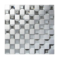 11pcs / Box Metal Glass Mosaic Tile TV Background Wall Silver Mirror Simple Modern Porch Wall Sticker