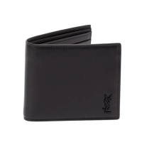 【YSL】SAINT LAURENT Tiny Monogram Bifold 啞光皮革 卡夾 皮夾 短夾 全黑色 607727