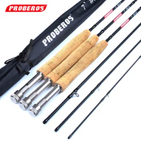 1PC Japan Carbon Fiber Fly Fishing Rod 7FT 2.1M 4 Section Line wt 3/4 5/6 7/8 Soft Cork Handle Fly Rod Fishing Tackle