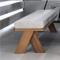 『 Tour wood』新中式客廳實木布藝沙發凳創意餐椅長凳長椅家用長條椅換鞋凳