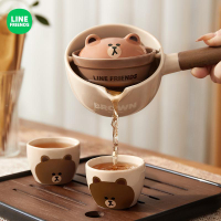 限時減免！免運 飲料桶 冷水壺 果汁桶 可樂桶 LINE FRIENDS陶瓷茶具套裝家用耐熱高溫茶杯辦公室功夫茶具泡茶壺八折下殺 打骨折 可開發票 加客服賴享受巨額減免金牌保障